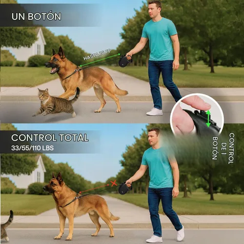 Vista 2 de Correa retráctil para perros pequeños de hasta 33 libras – 10 pies de largo manos libres plomo para perros – Correa reflectante resistente