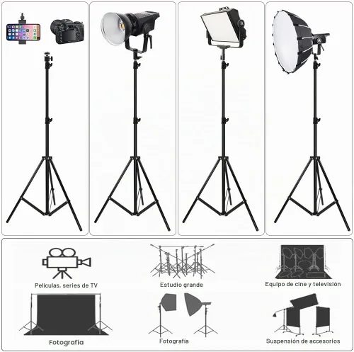 Vista 4 de Trípode de fotografía de aleación de aluminio, trípode de iluminación de estudio de 2.8m/9.19 pies para luces de video, luces de fotografía