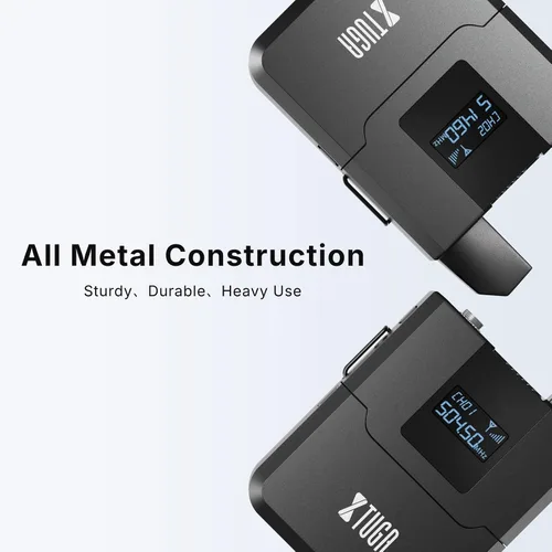 Vista 4 de XTUGA Sistema de micrófono inalámbrico A140, juego de micrófono inalámbrico UHF de 4 canales con cuatro micrófonos BodyPack, construcción totalmente