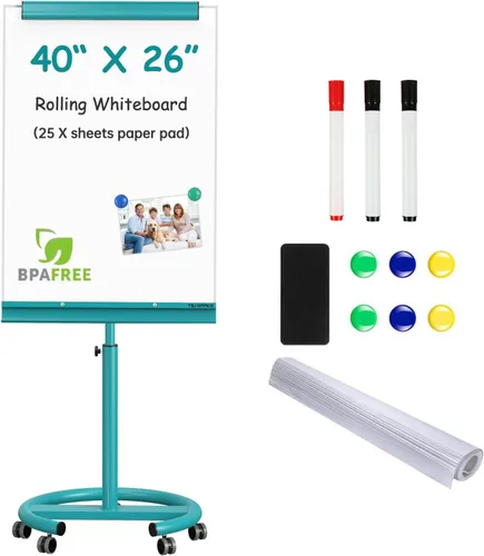 Vista 15 de TSJ OFFICE Rolling Whiteboard Standing - 40 x 26 Inches Mobile White Board Gris
