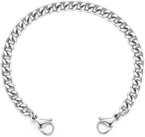 Vista 18 de LinnaLove Cadena intercambiable de acero inoxidable para pulseras de identificación de alerta médica para mujeres y hombres, No es una piedra
