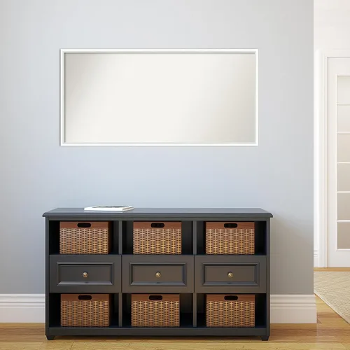 Vista 5 de Amanti Art Espejo de baño blanco para sobre el fregadero, 22 x 45 pulgadas, espejo de tocador rectangular blanco Lucie, marco de madera moderno