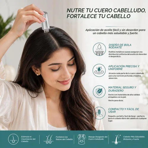 Vista 2 de Aplicador de minoxidil, aplicador de aceite de cuero cabelludo. Peine de aceite (plata)