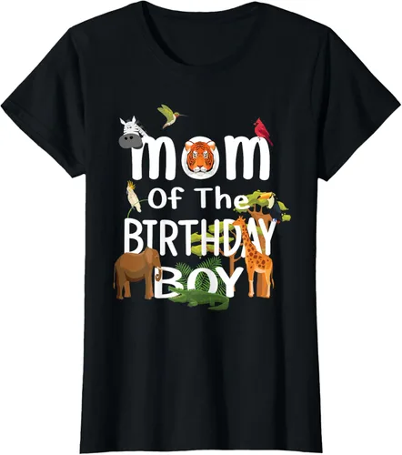 Vista 49 de Camiseta de fiesta de animales con temática de zoológico para niño de cumpleaños, Negro
