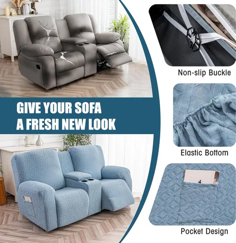 Vista 56 de Gennia Funda Impermeable para Silla Reclinable, Fundas Elásticas para Sofá Reclinable con Bolsillos, Fundas Lavables para Silla Reclinable Lazy Boy