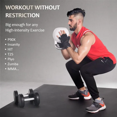 Vista 2 de Gxmmat Extra Wide Large Exercise Mat 12'x7'/10'x7/8'x7(7mm), Thick Workout Mats for Home Gym Flooring, High-Density Durable Cardio Mat, Shoe
