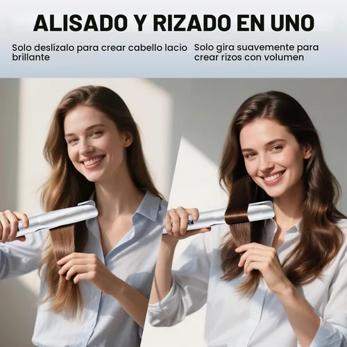 Vista 4 de Hatteker Plancha y rizador de pelo 2 en 1, alisador de pelo plano Plateado