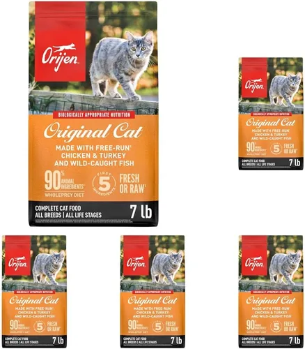Vista 11 de Orijen Fit Trim Biológicamente adecuado comida para gatos, 4 lb bolsa Hecha de fresco y divertido chicle TURKEY, NEST-LAID EGGS & WILD-CAUGHT FISH.