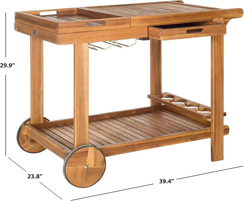 Vista 4 de Safavieh -Carrito de té de madera natural Orland Outdoor Collection