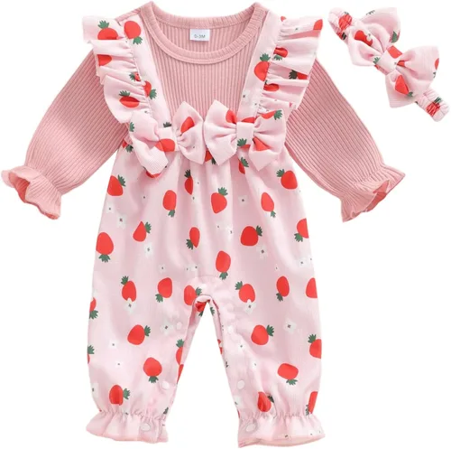 Vista 13 de YINGISFITM Mameluco floral de dos piezas para bebé recién nacida Azul