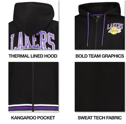 Vista 5 de Ultra Game Chaqueta con capucha oficial de la NBA Super Soft MVP con cremallera completa para hombre