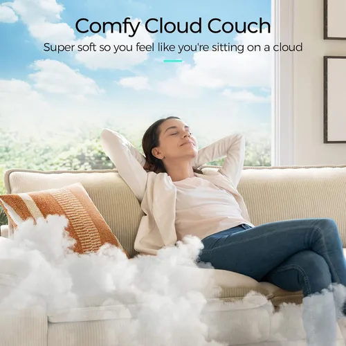 Vista 56 de LINSY HOME Cloud Sofa - Silla decorativa con tumbona otomana para interiores, sofá de pana perfecta para sala de estar, apartamento, oficina, beige