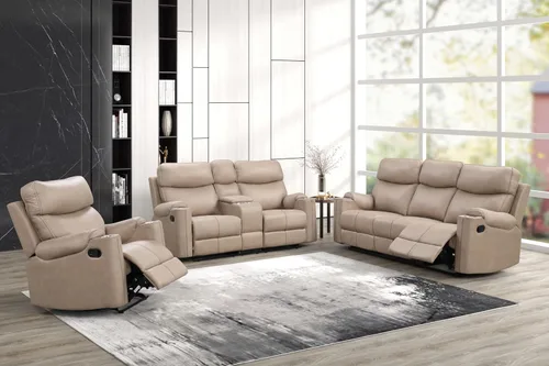 Vista 7 de Betsy Furniture 8007 - Juego de sofá reclinable de microfibra para sala de estar (Gris, Sofá + Sillón reclinable)