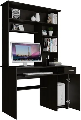 Vista 7 de Tuhome Compu 180 Hutch Escritorio de madera de ingeniería en negro