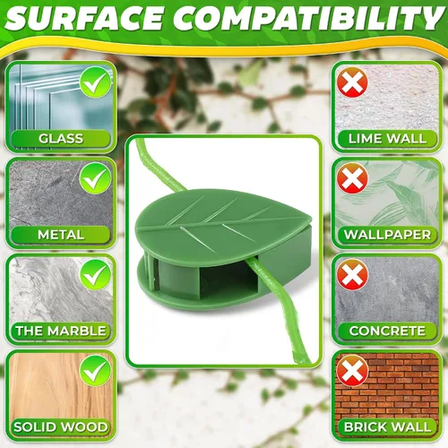 Vista 3 de 60 clips de pared para plantas, 72 calcomanías adhesivas acrílicas, vid, planta trepadora, soportes, accesorios para plantas