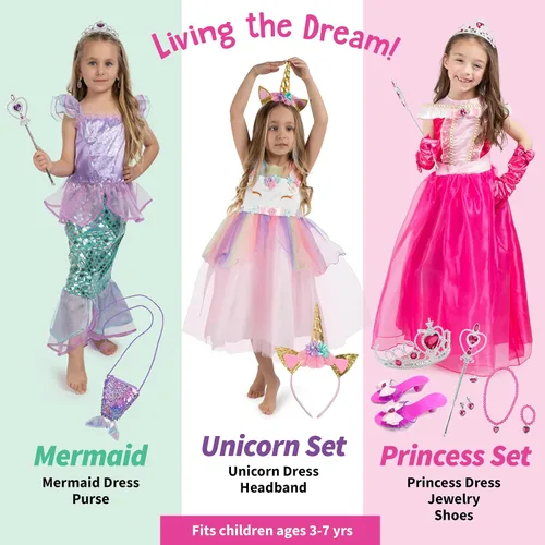 Vista 6 de Born Toys Ropa de vestir para niñas pequeñas y niños de 3 a 7 años, disfraces lavables para niños 6 en 1 y 3 en 1