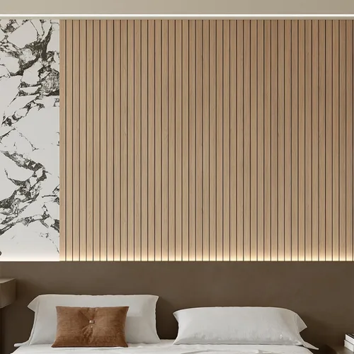 Vista 3 de Yutianli Panel de Pared de Listones de PVC Despegar y Pegar 118" x 15.7" Panel de Listones de Madera Falsa Grano de Madera de Roble Artificial