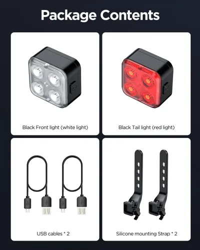 Vista 7 de Akale Bike Lights Set, Rechargeable Bicycle Lights Front and Rear, 4 Light Mode Options, Bike Headlight, IPX4 Waterproof, Easy to Install for Men