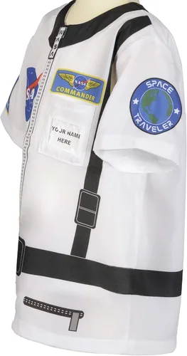 Vista 4 de Aeromax Mi primer traje de bombero, camisa fácil de colocar, de 3 a 6 años, Astronauta, blanco, talla única , Blanco