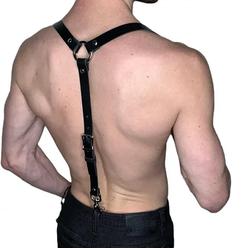 Vista 4 de Arnés de hombre Tops Espada Cinturón Cuero PU Cuerpo Bondage Ropa Correa Ajustable Estilo 1