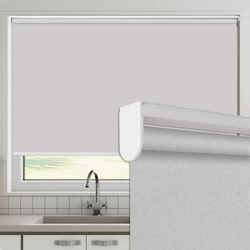 Vista 11 de Persianas enrollables 100% opacas sin cordón, hechas a pedido, color beige, fácil instalación para el hogar y la oficina