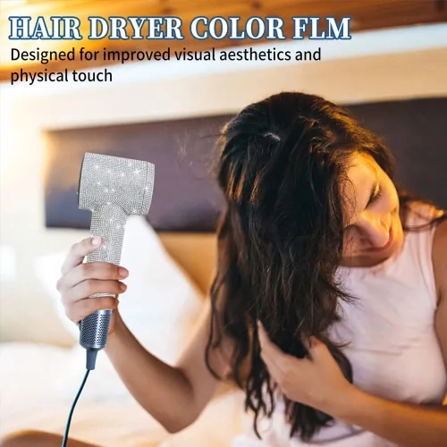 Vista 6 de Calcomanía de diamantes de imitación para secador de pelo Laifen, película protectora con cubierta de diamante para secador de pelo, diamante