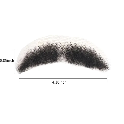 Vista 3 de Barba falsa Adytom Pelo de fibra sintética con encaje a mano, bigote realista para disfraz de adulto, grado teatral, 1 pieza de barbas falsas