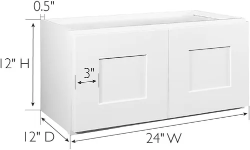 Vista 3 de Design House Brookings - Armario de cocina W2412, 24 pulgadas de ancho x 12 pulgadas de profundidad x 12 pulgadas de alto, pintado blanco, madera