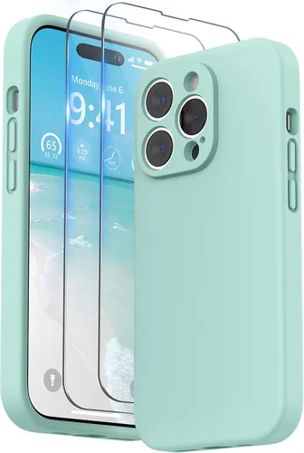 Vista 26 de SURPHY Funda diseñada para iPhone 14 Pro con protector de pantalla, (protección de cámara y forro de microfibra suave), funda de silicona líquida