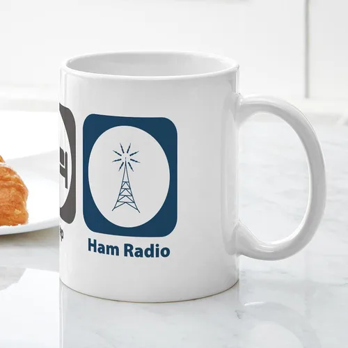Vista 5 de CafePress Eat Sleep - Taza de café de cerámica con radio, 11 oz (11.0 fl oz)