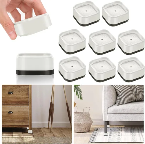 Vista 62 de Paquete de 12 elevadores de muebles de 1, 2 o 3 pulgadas, elevadores de cama ajustables resistentes para mesa, escritorio, sofá, silla, gabinete