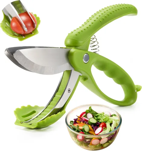 Vista 7 de Tijeras de ensalada ALEXPHY con dobles cuchillas, picadora de lechuga para ensalada picada, negras