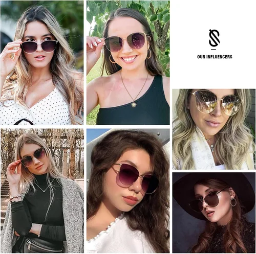 Vista 2 de SOJOS SJ1085 - Lentes de sol planos con espejo para mujer