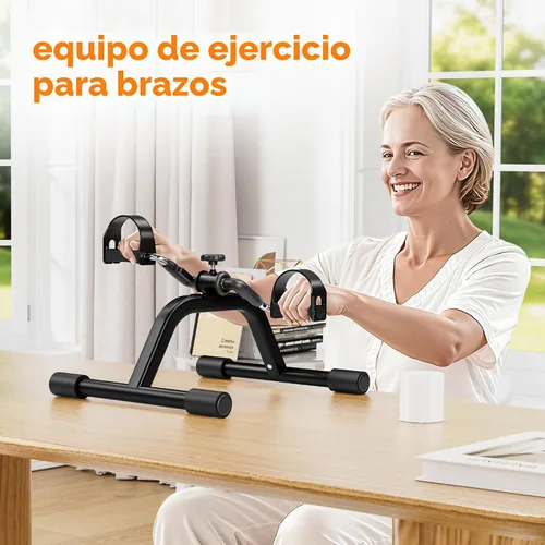 Vista 2 de RYGEO Mini bicicleta estática para ejercicios de recuperación de piernas y brazos, bicicleta de piso ligera y portátil Negro