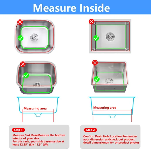 Vista 3 de Protectores de fregadero para fregadero de cocina, 12 x 11 pulgadas, protector de fregadero centrado en rejilla, material de acero inoxidable 304