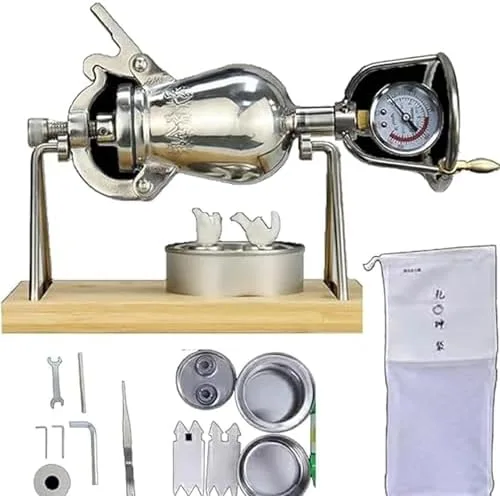 Vista 6 de Mini máquina de palomitas de maíz de acero inoxidable de 3.4 fl oz, máquina de mano vintage para reuniones familiares, diversión de fiesta, fácil