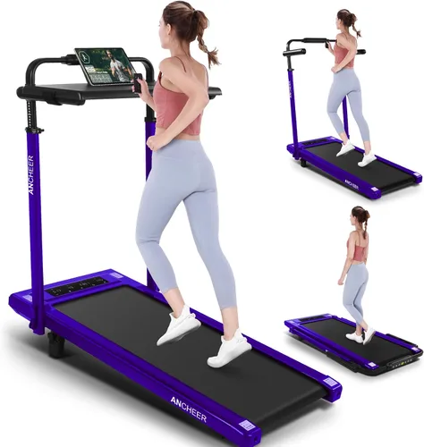 Vista 18 de ANCHEER Cinta de correr con inclinación del 12%/15%, almohadilla plegable con barra de asa, capacidad de 320-450 libras debajo del escritorio