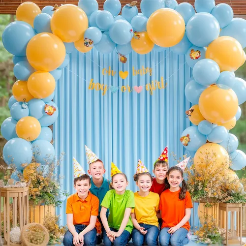 Vista 8 de Cortinas de fondo azul bebé de 8 x 10 pies para bodas, cortinas de fondo de poliéster sin arrugas, para baby shower, fiestas de cumpleaños