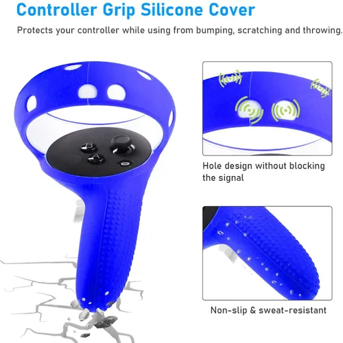 Vista 7 de YIZEIJOB Silicone Cover Set Accessories for Oculus Quest 2 Quest 2 Front Shell Protector Cover Controller Grips Cover Lens Protective Cover