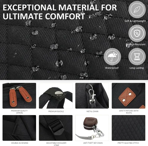 Vista 9 de Mochila para pañales para bebé, niña, niño, viaje, diseño unisex con funda para chupete, bolsillo para robo, cambiador, Negro -, Mochilas de viaje
