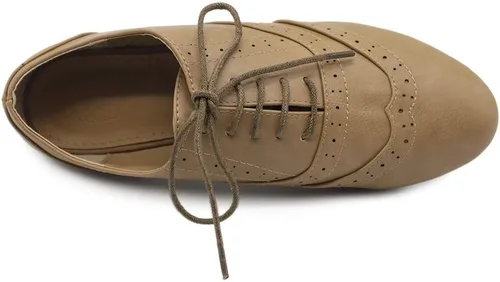 Vista 6 de Ollio Oxford Zapatos para mujer, sin taco, de vestir, con cordones, clásicos