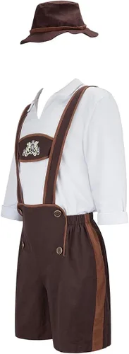 Vista 4 de frawirshau Disfraz bávaro para hombre, disfraz de Oktoberfest para adultos, disfraz alemán, disfraz de festival de cerveza