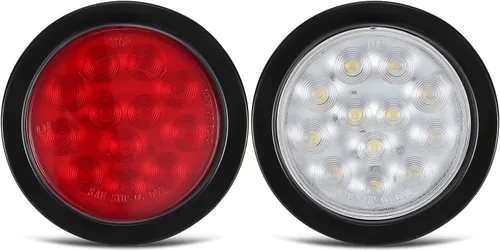Vista 3 de Partsam Luces traseras LED redondas de 14 x 4 pulgadas, luces traseras LED redondas de 4 pulgadas, luces traseras de freno y marcha atrás