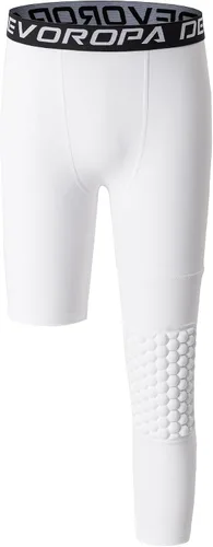 Vista 15 de DEVOROPA Youth Boys' Compression Pants with Knee Pads 3/4 Basketball Athletic Tights Quick Dry Sports Workout Leggings Negro