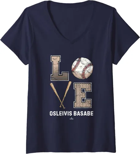 Vista 3 de Womens Baseball Love Osleivis Basabe Prospect Baseball Fan Gear V-Neck T-Shirt