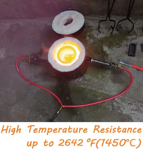 Vista 6 de LSMIITTH Horno de fundición de propano y crisoles - 35.3 lbs/35 libras, quemadores de doble forja, horno de fundición con herramientas de fundición