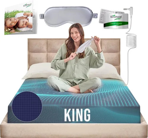 Vista 28 de Sábanas de Ajuste con Conexión a Tierra ECOHEAL Tamaño Queen con 12% Fibra de Plata & 4% Seda & 84% Algodón - Gris - Sábana Conectada a Tierra