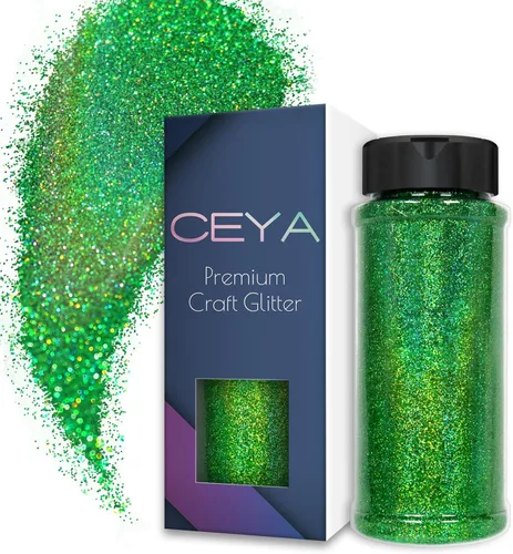 Vista 23 de Ceya - Polvo de purpurina holográfica ultra fina, 1.1 LB/17.63 OZ, color negro láser, 1/128' 0.008' 0.2mm, en masa para manualidades, resina, vasos