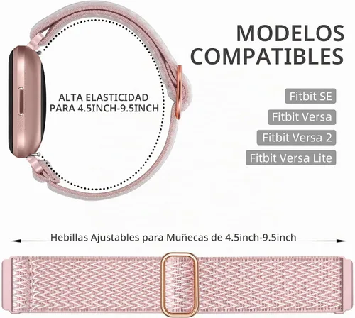 Vista 2 de DaQin Correa elástica deportiva de nailon compatible con Fitbit Versa 2 correas de reloj para mujeres y hombres, paquete de 5 correas elásticas