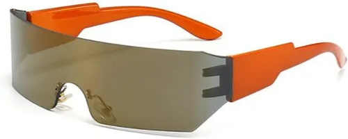 Vista 10 de Gafas de sol envolventes futuristas sin montura de una pieza, a prueba de rayos UV400, gafas de sol deportivas para exteriores para hombres y mujeres